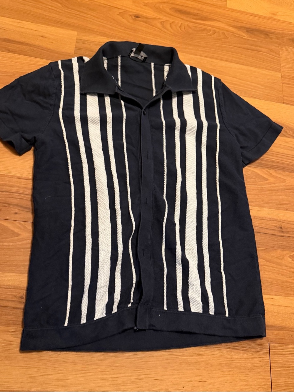 Men's Express Navy Short-Sleeve Button Up Polo Shirt Sz Medium